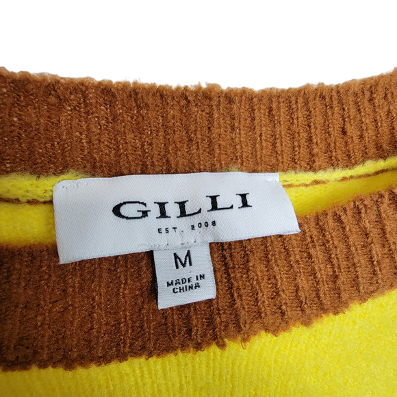 G.I.L.I Got It Love It Yellow Stripe Crew Neck Sweater - Size S - Picture 6 of 6